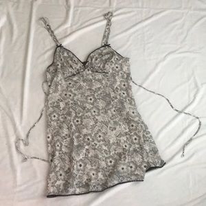Oscar de la Renta Black and White Floral Nighty